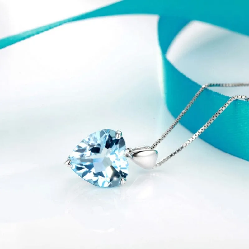💎 Ocean's Embrace: Topaz Pendant Ocean Heart Carat Necklace 💎