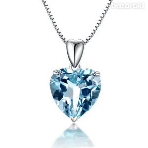 💎 Ocean's Embrace: Topaz Pendant Ocean Heart Carat Necklace 💎