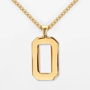 0 Number Pendant with Chain Kids Necklace - Gold Plated Stainless Steel