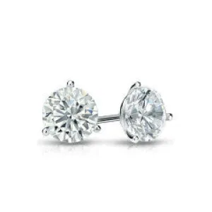 0.75ct 2 Round Diamonds 3 Prong Stud Earrings in 14K White Gold