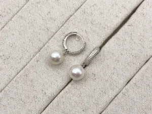 10-11mm Edison Freshwater Pearls Huggie Dangling Earrings