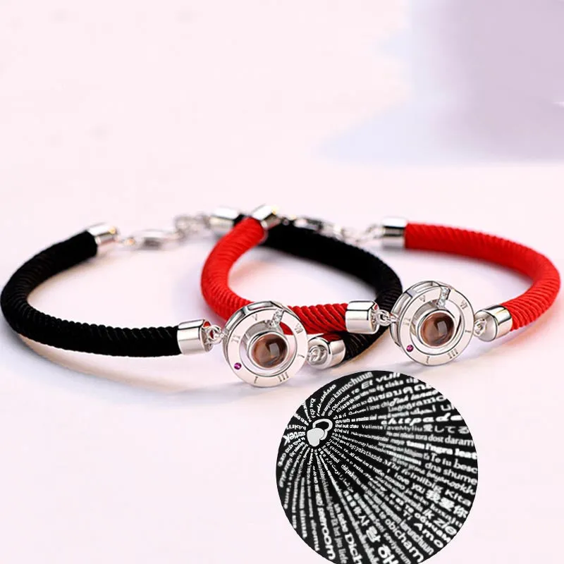 100 Languages I love you Projection Rope Braided Bracelet(1pc)