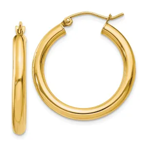 10K Yellow Gold 3mm Polished Hoop Earrings for Women Elegant & Timeless