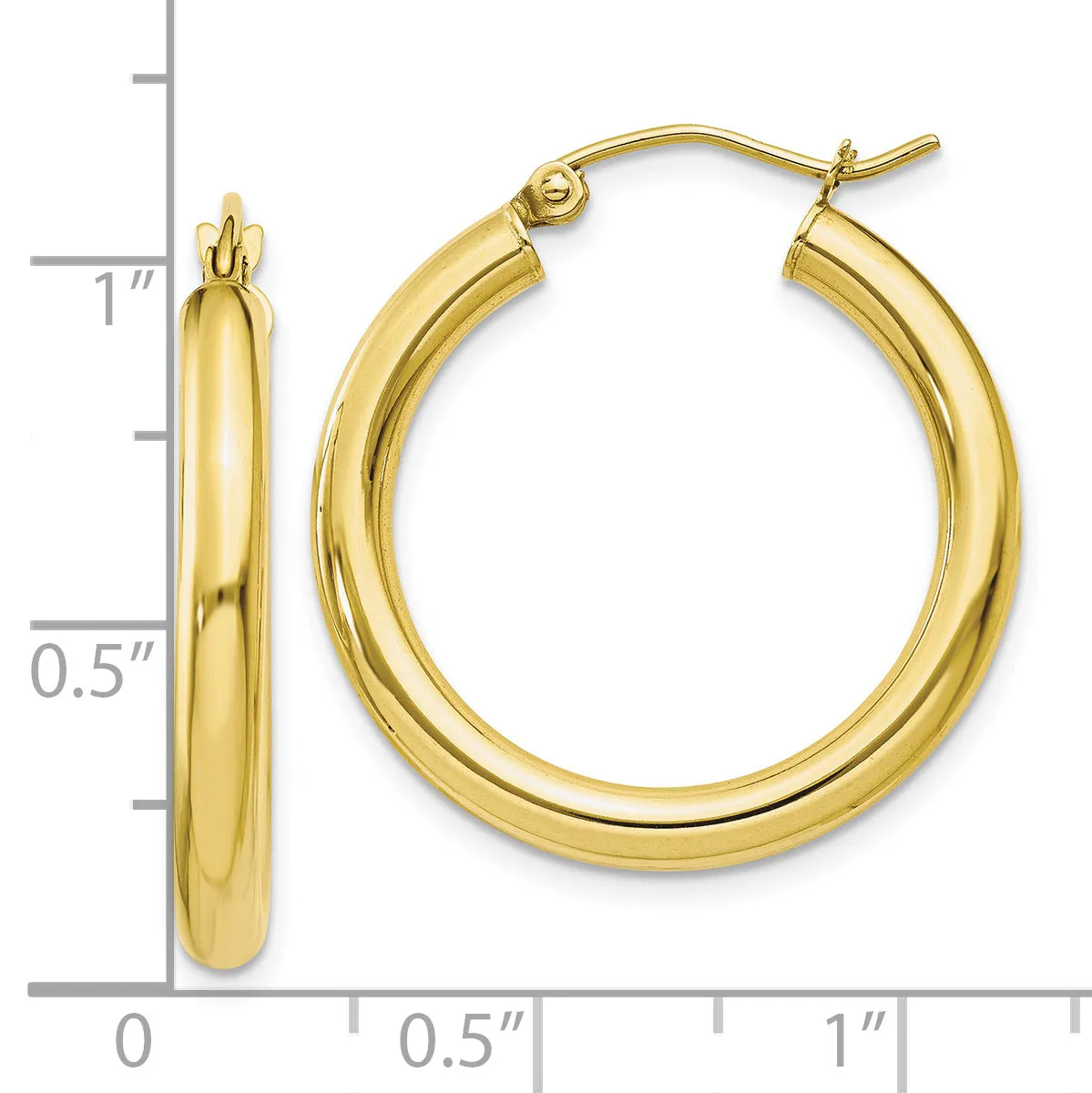 10K Yellow Gold 3mm Polished Hoop Earrings for Women Elegant & Timeless