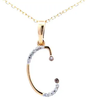 10K YELLOW GOLD "B" INITIAL DIAMOND NECKLACE WITH 18" CHAIN