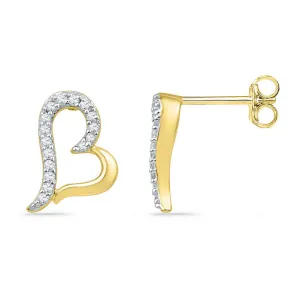 10kt Golden Heart Diamond Earrings: Timeless Romance and Sparkling Brilliance