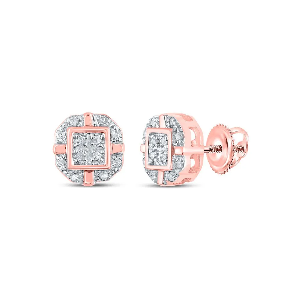 10kt Rose Gold Diamond Square Earrings: Timeless Elegance and Sparkling Brilliance