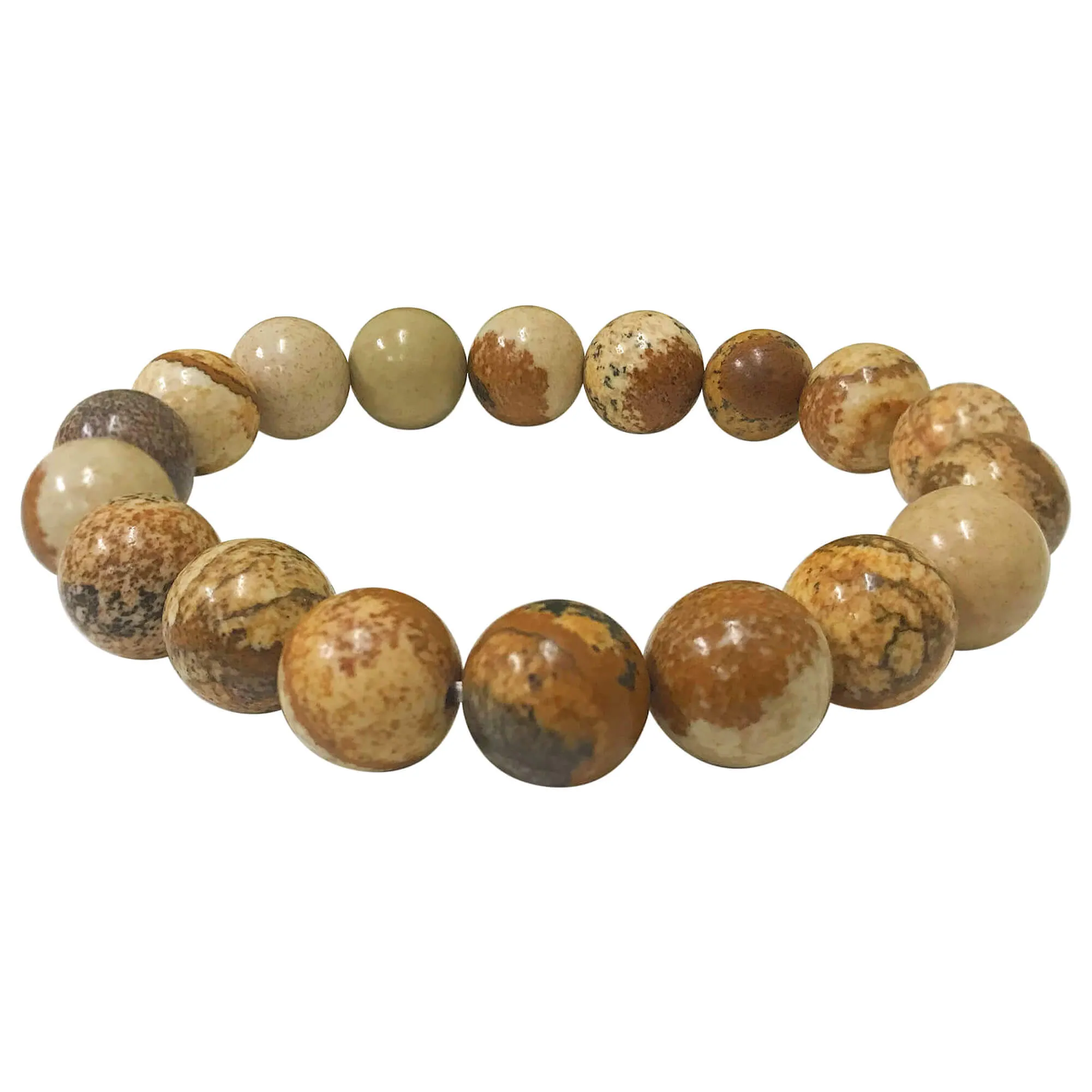 10mm Picture Jasper Unisex Handmade Stretch Bracelet