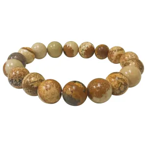 10mm Picture Jasper Unisex Handmade Stretch Bracelet