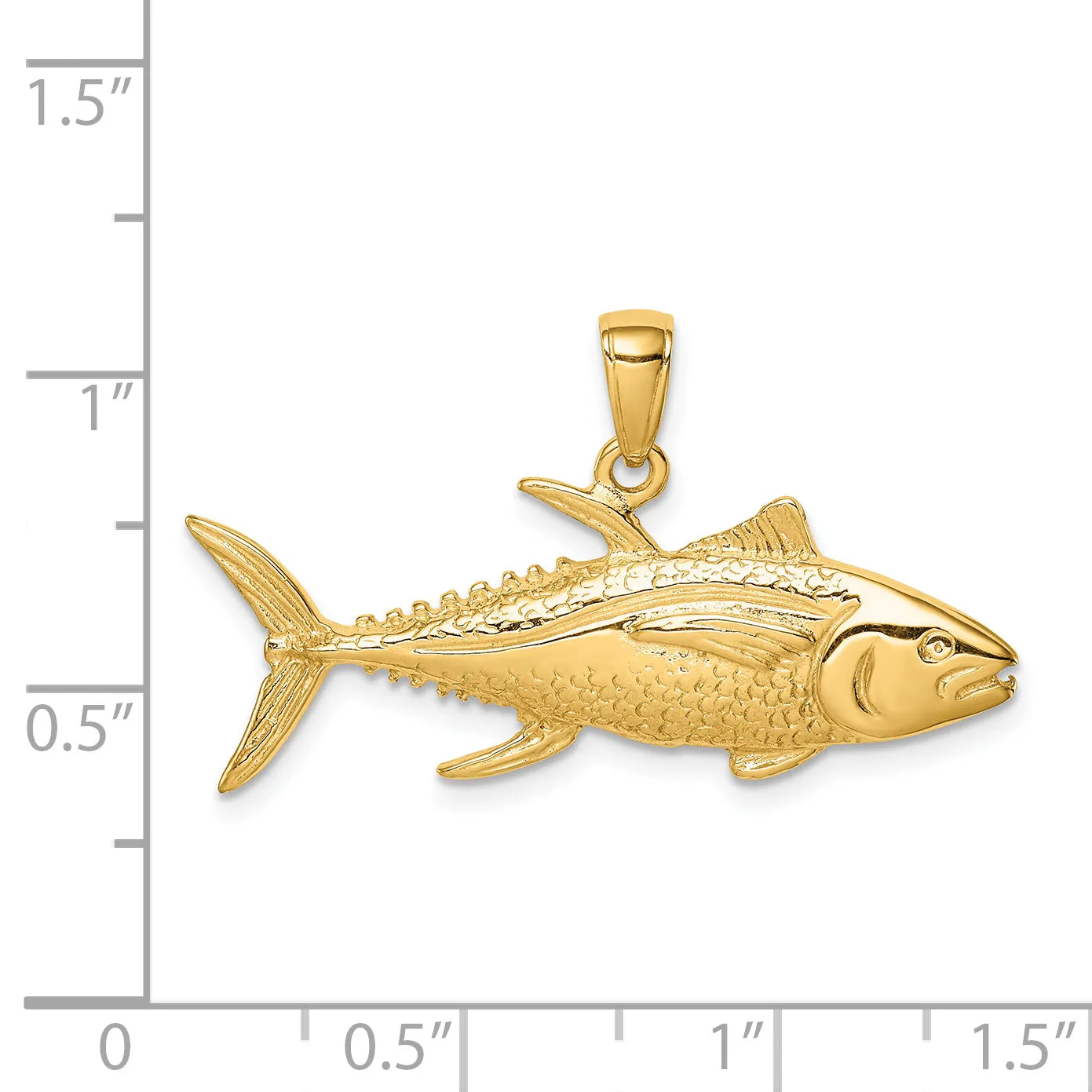 14K Gold Yellowfin Tuna Pendant for Men  Solid Casted Unique Design