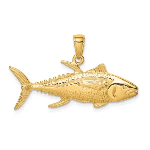 14K Gold Yellowfin Tuna Pendant for Men  Solid Casted Unique Design