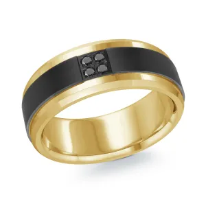 14K Yellow Gold with Carbon Fiber Ring from the Titanium Collection by Malo - MRDTI-011-8YBD