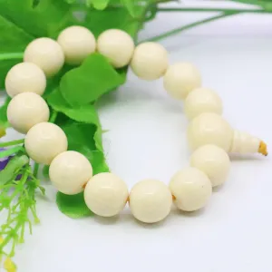 14mm Round White Beeswaxs Resin Bracelets Tee Joint Female Elastic
