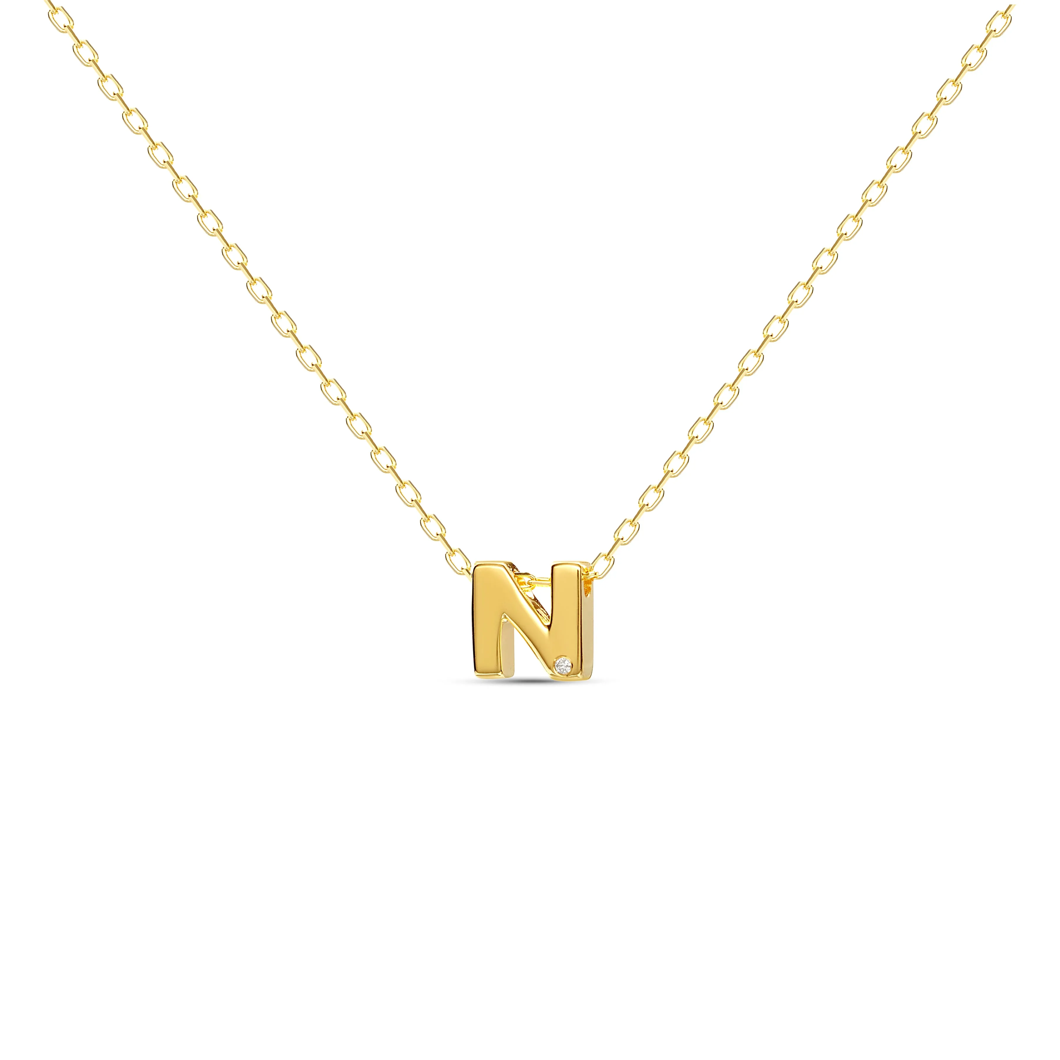 18ct Gold Diamond Fine Letter Necklace - Luxury Gift Box ⭐️⭐️⭐️⭐️⭐️