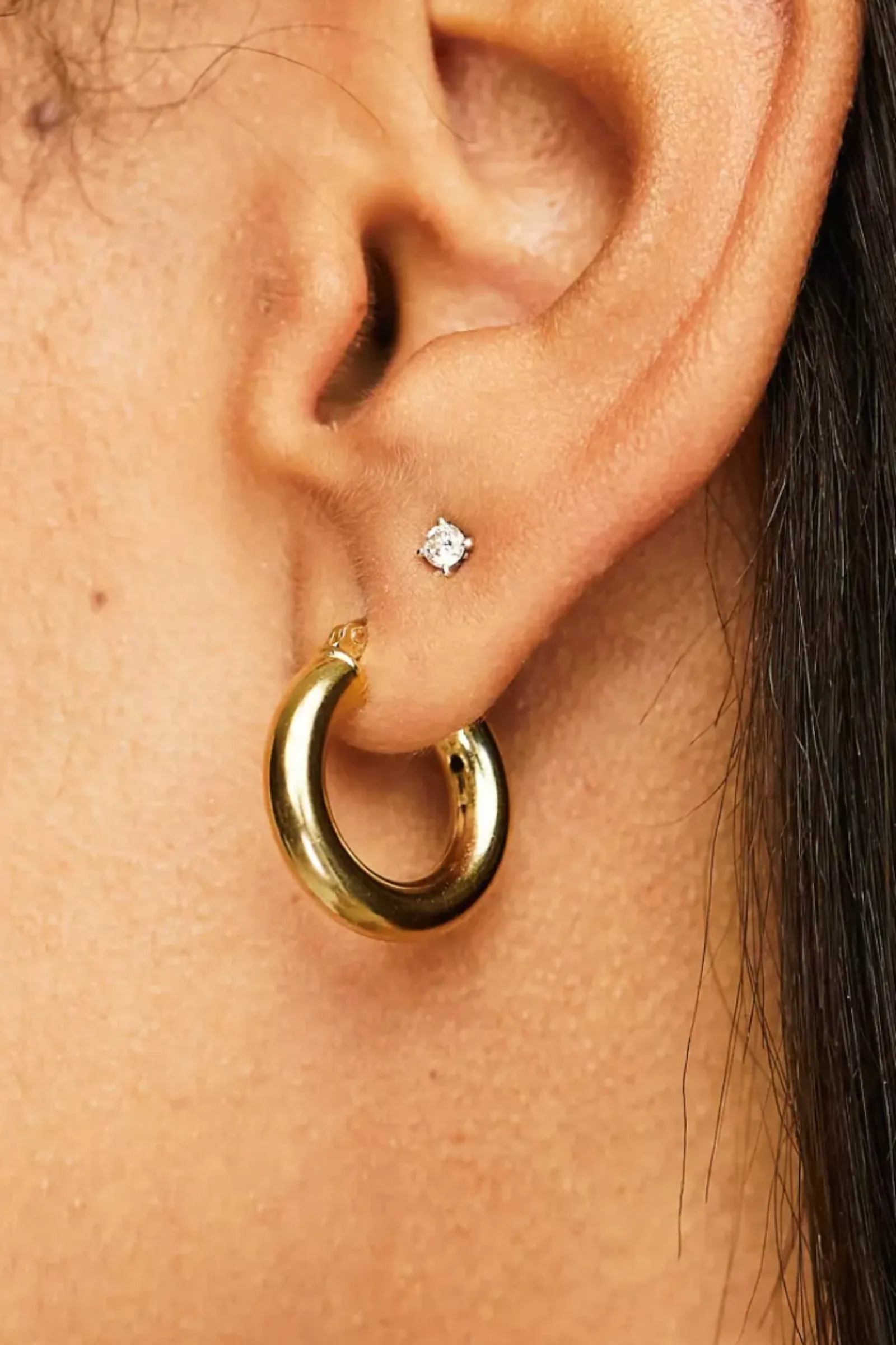 18ct Gold Vermeil 18mm Thick Creole Hoop Earrings