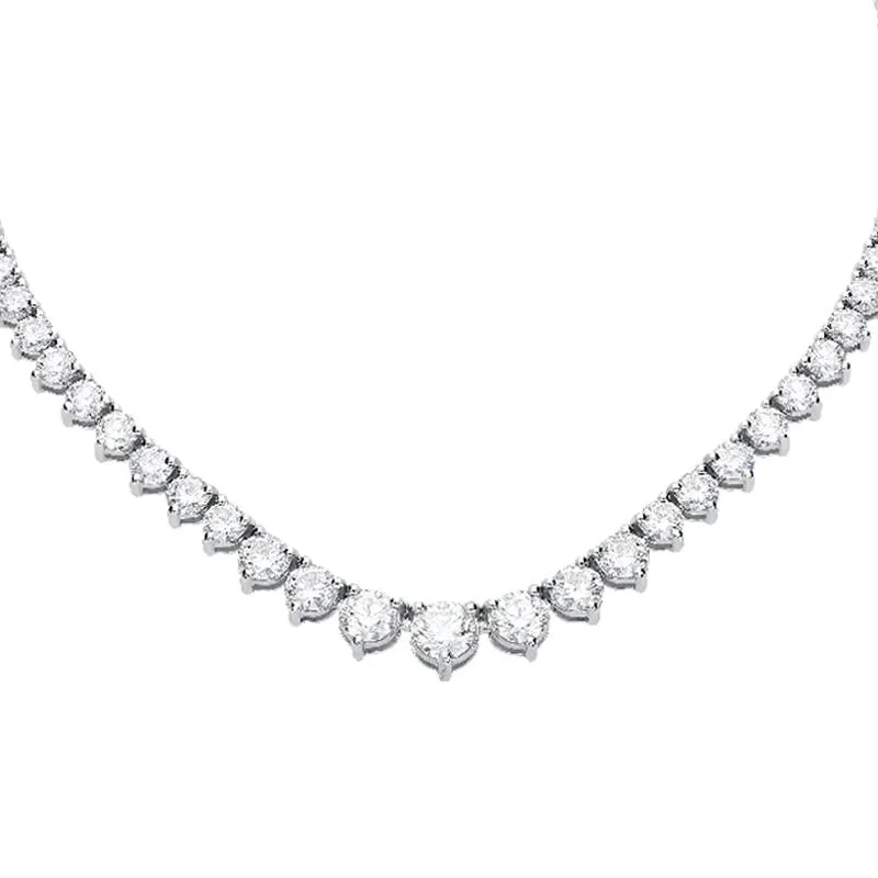 18ct White Gold 7.09ct Diamond Graduated Necklace