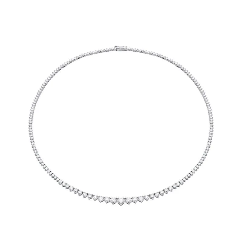 18ct White Gold 7.09ct Diamond Graduated Necklace