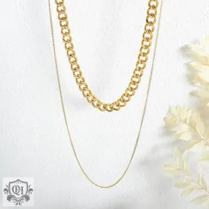 18K Gold Dual Layered Chain Necklace
