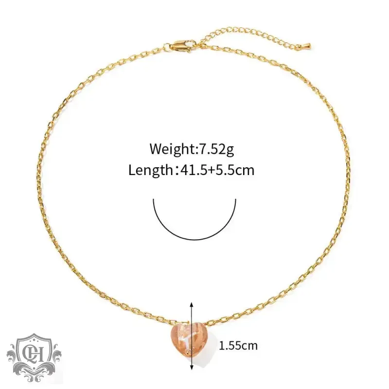 18K Gold Glass Heart Pendant Necklace