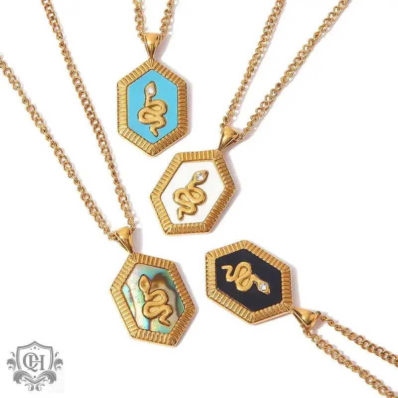18K Gold Plated Snake Diamond Pendant Necklace
