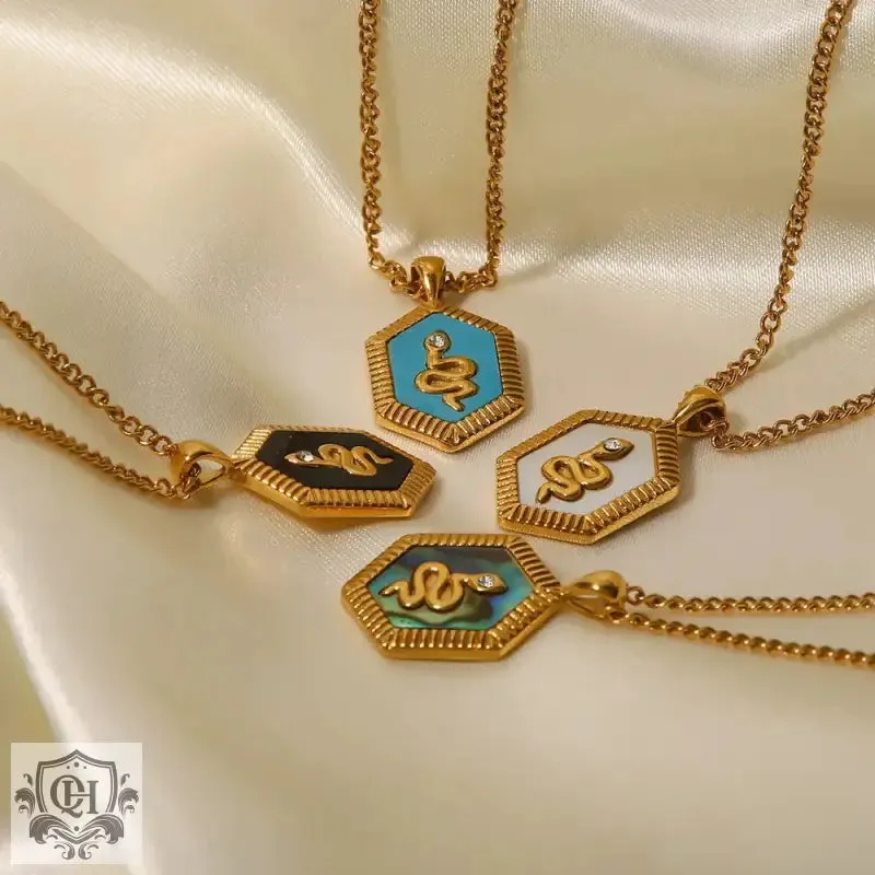 18K Gold Plated Snake Diamond Pendant Necklace