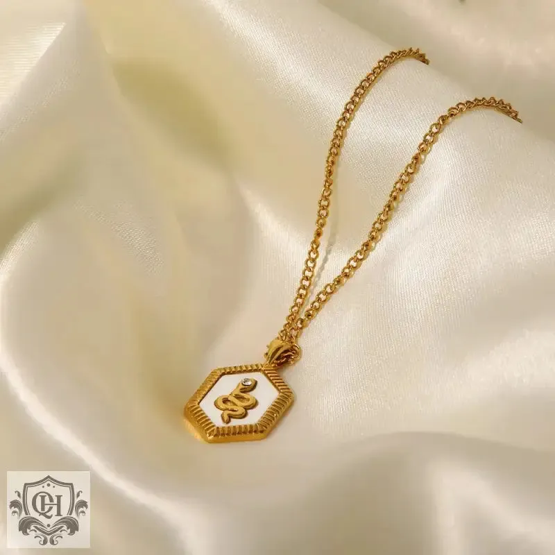 18K Gold Plated Snake Diamond Pendant Necklace