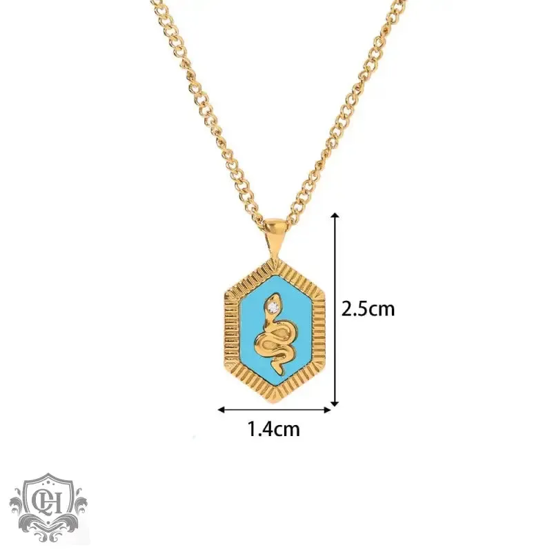 18K Gold Plated Snake Diamond Pendant Necklace