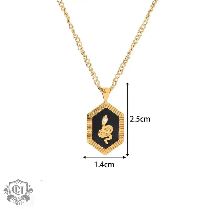 18K Gold Plated Snake Diamond Pendant Necklace