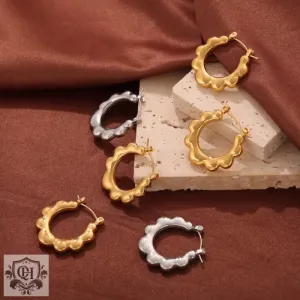 18K gold stylish simple U-shaped earrings with sunflower design