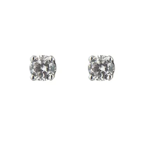 18K Solid White Gold 0.30ct.Twt Diamond Screwback Earrings