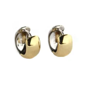 18K Two Tone Small and Thick Polished Hinged Hoop Earrings