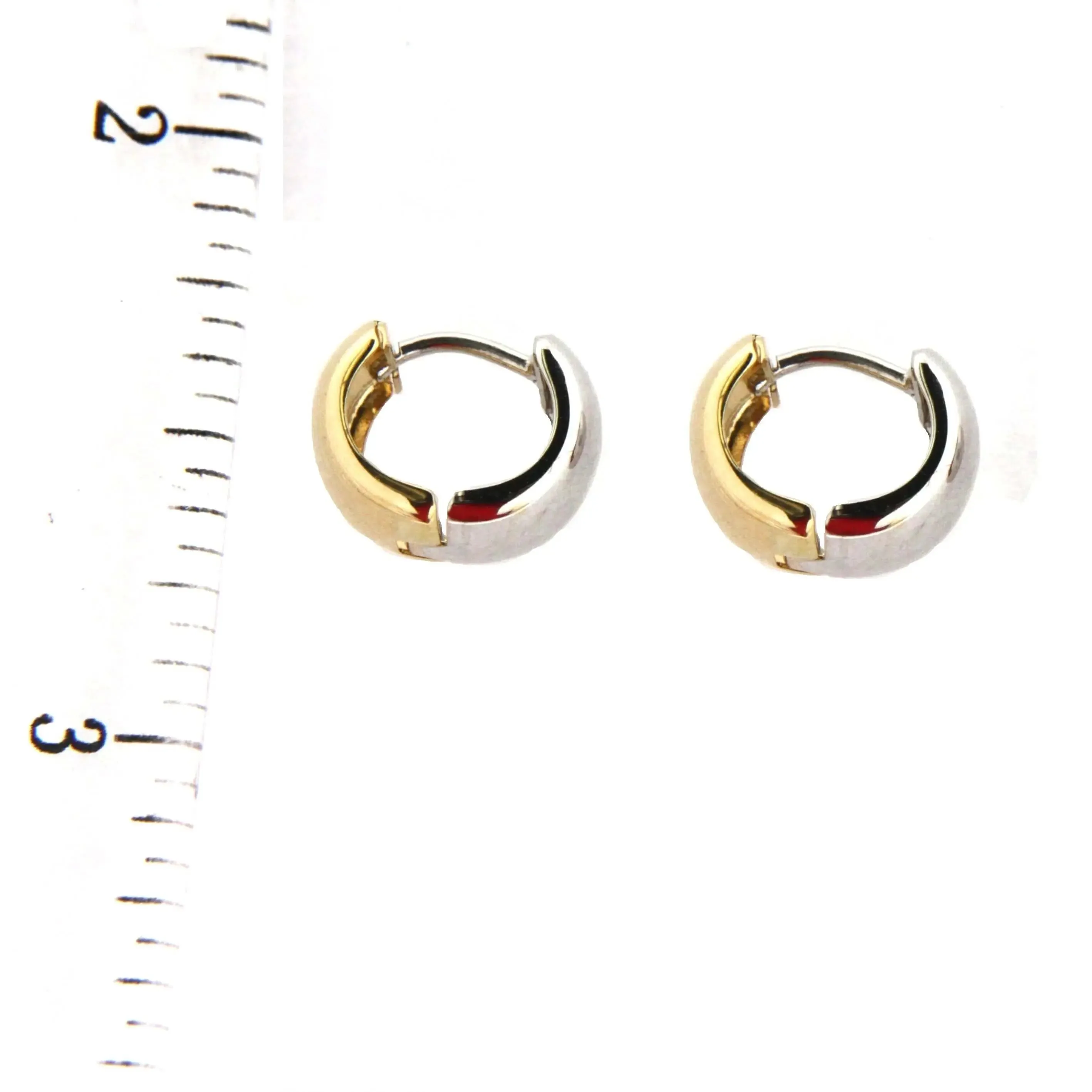 18K Two Tone Small and Thick Polished Hinged Hoop Earrings