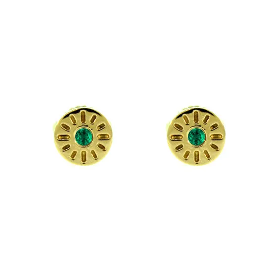 18k Yellow Gold Emerald Earrings Timeless