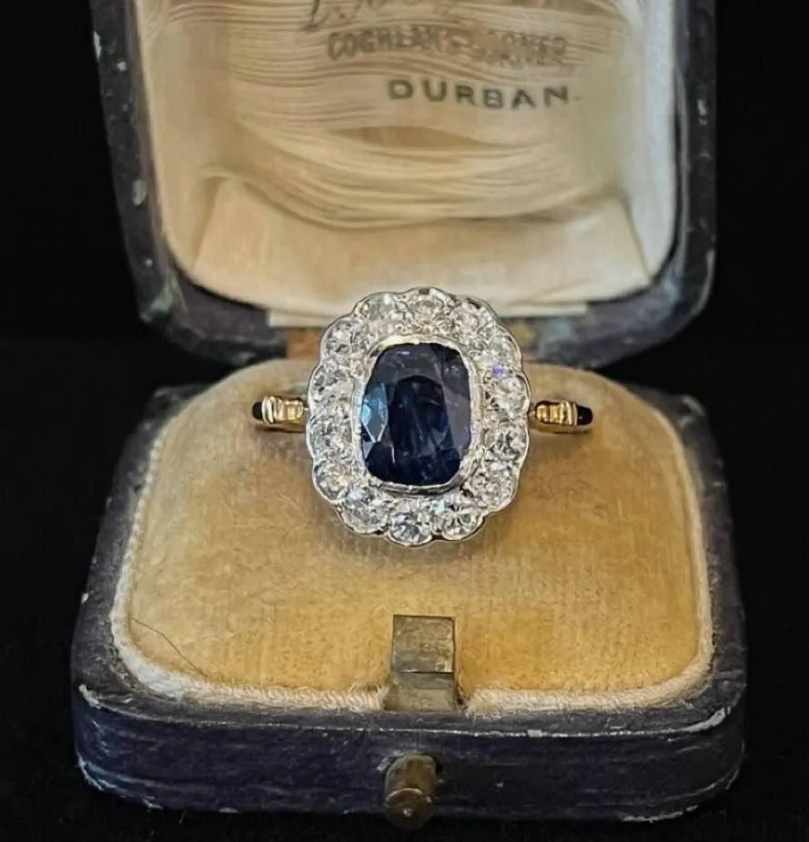 1920s Sapphire and Diamond Cluster Ring