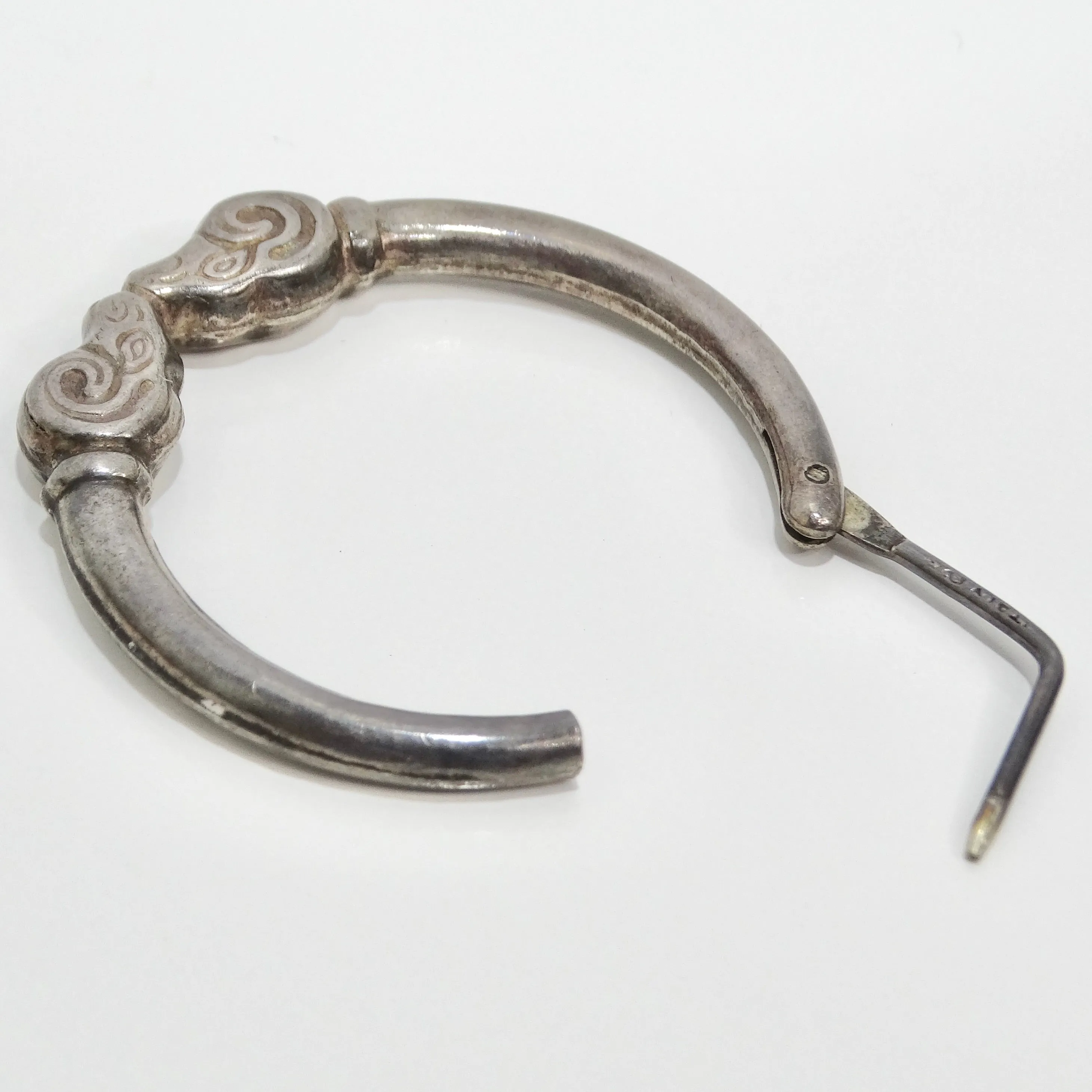 1970s Sterling Silver Double Ram Hoop Earrings