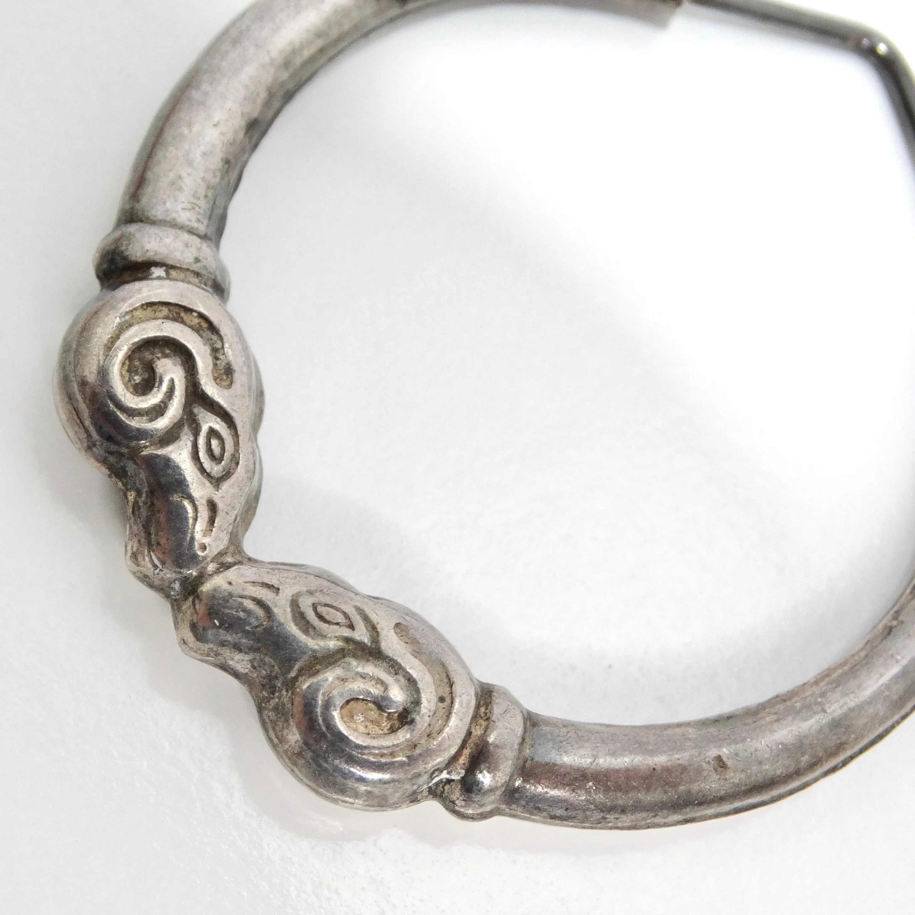 1970s Sterling Silver Double Ram Hoop Earrings