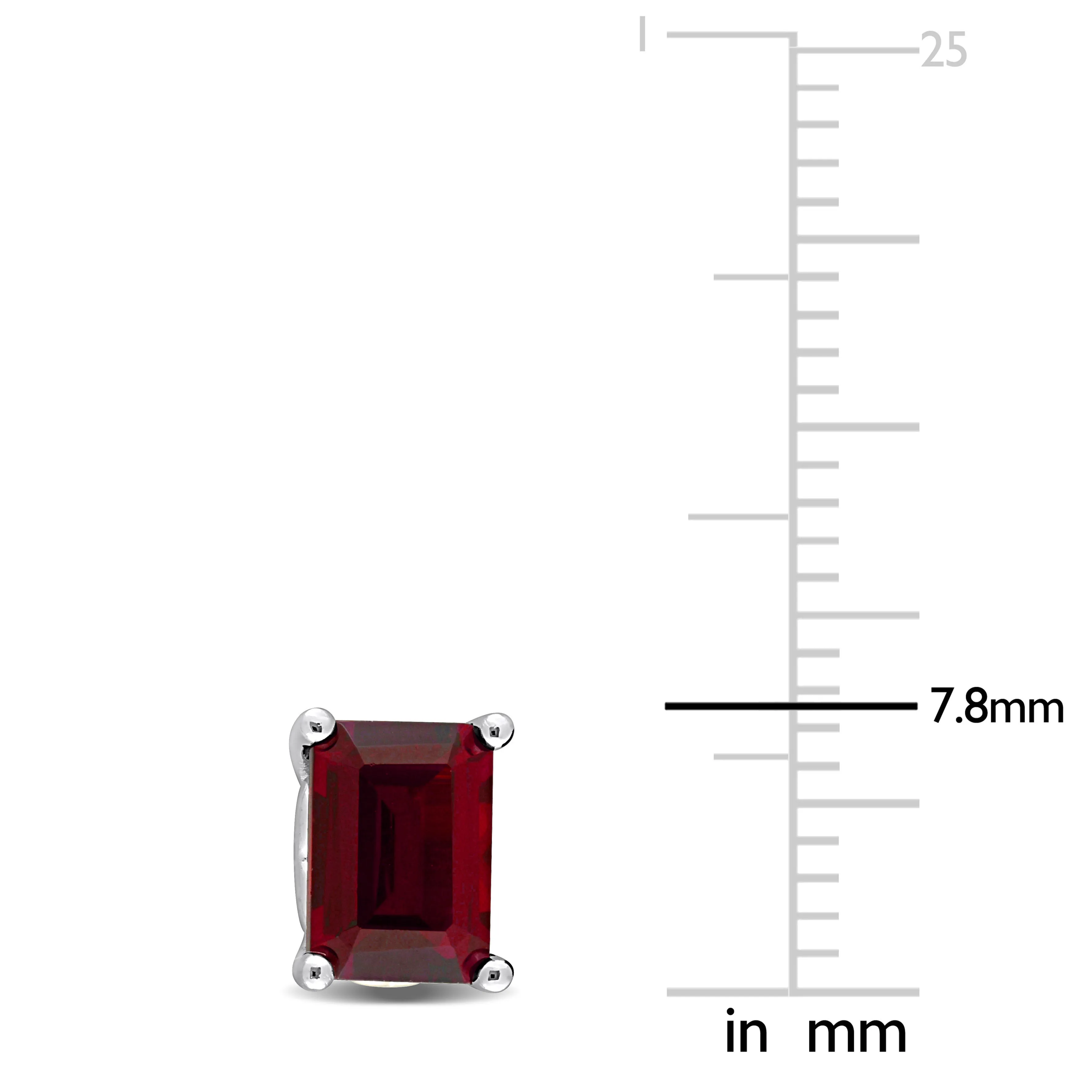 2 1/2 CT TGW Emerald Cut Garnet Stud Earrings in Sterling Silver