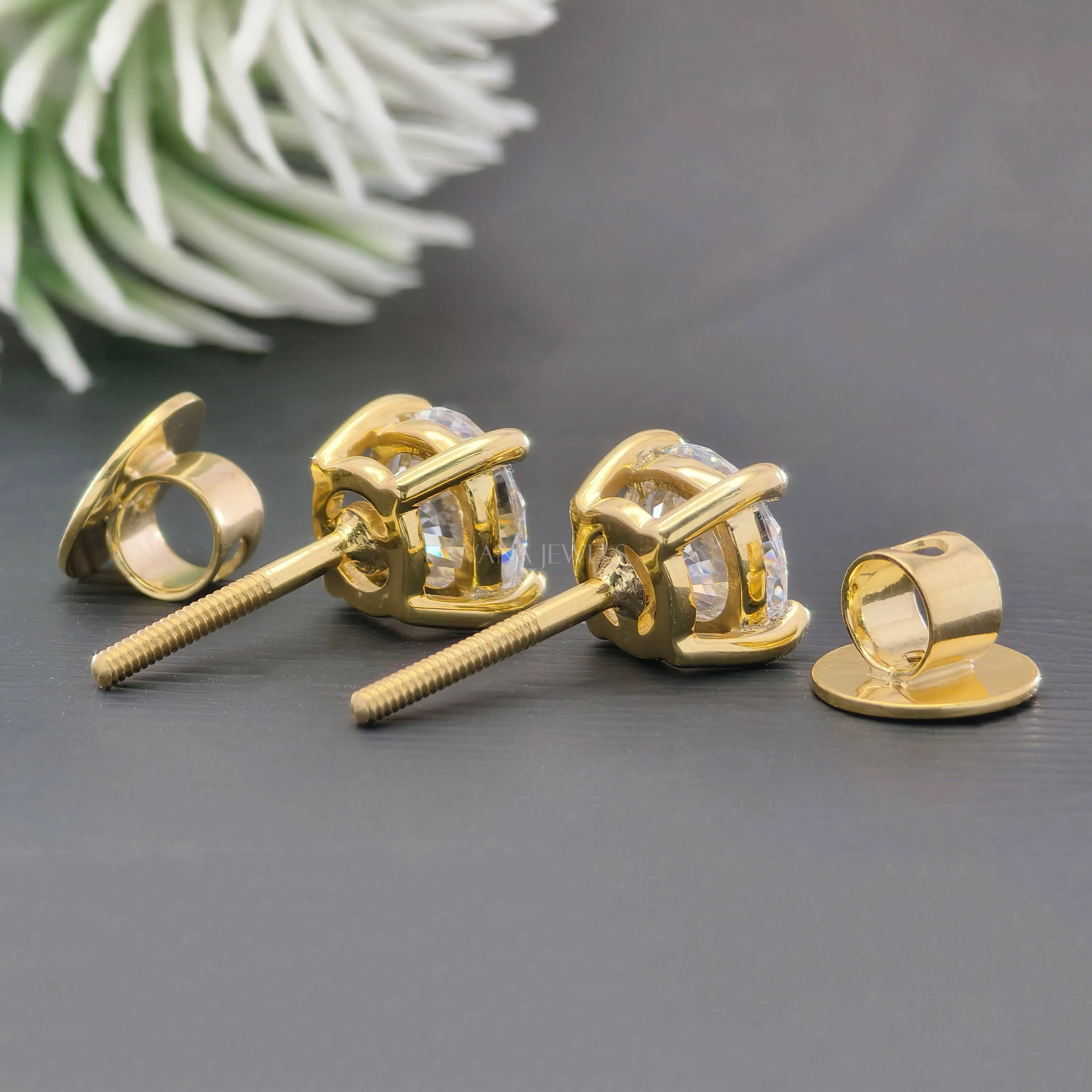 2.00 TCW Round Moissanite Stud Earrings - Screw Back Earrings