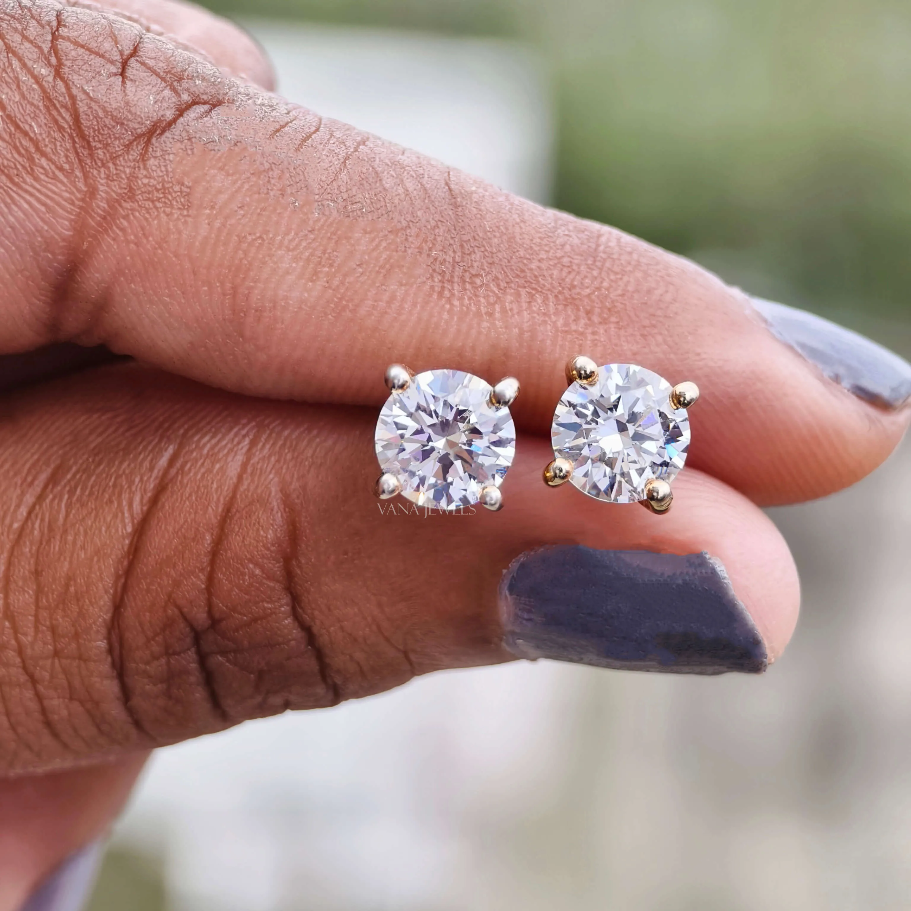 2.00 TCW Round Moissanite Stud Earrings - Screw Back Earrings