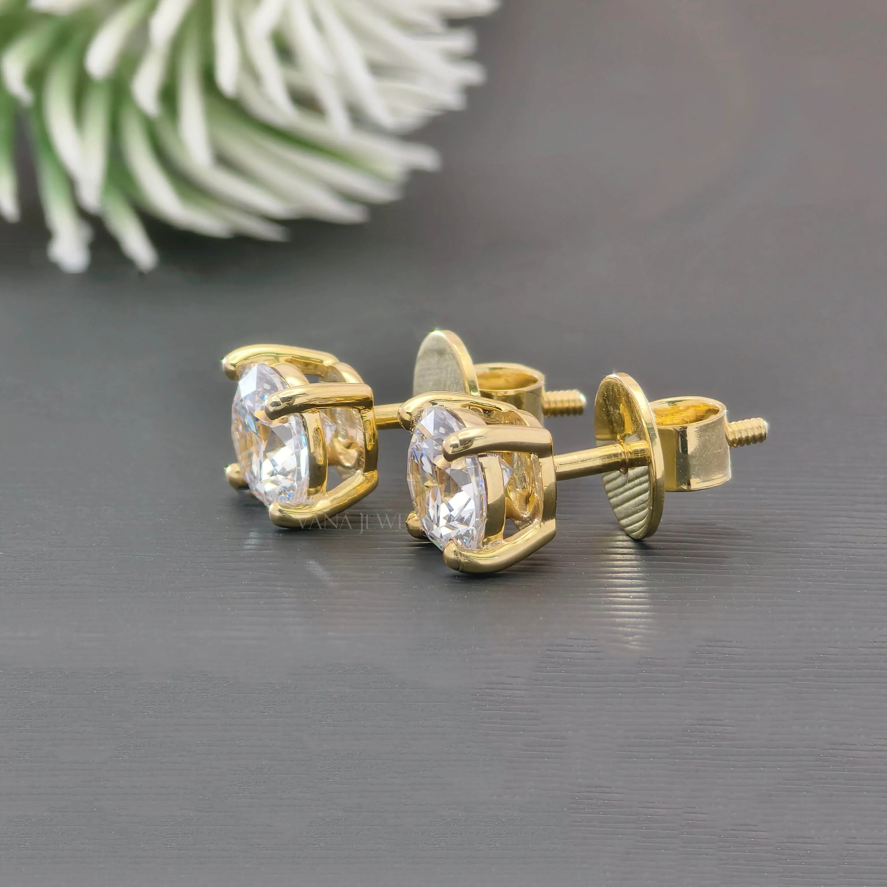 2.00 TCW Round Moissanite Stud Earrings - Screw Back Earrings