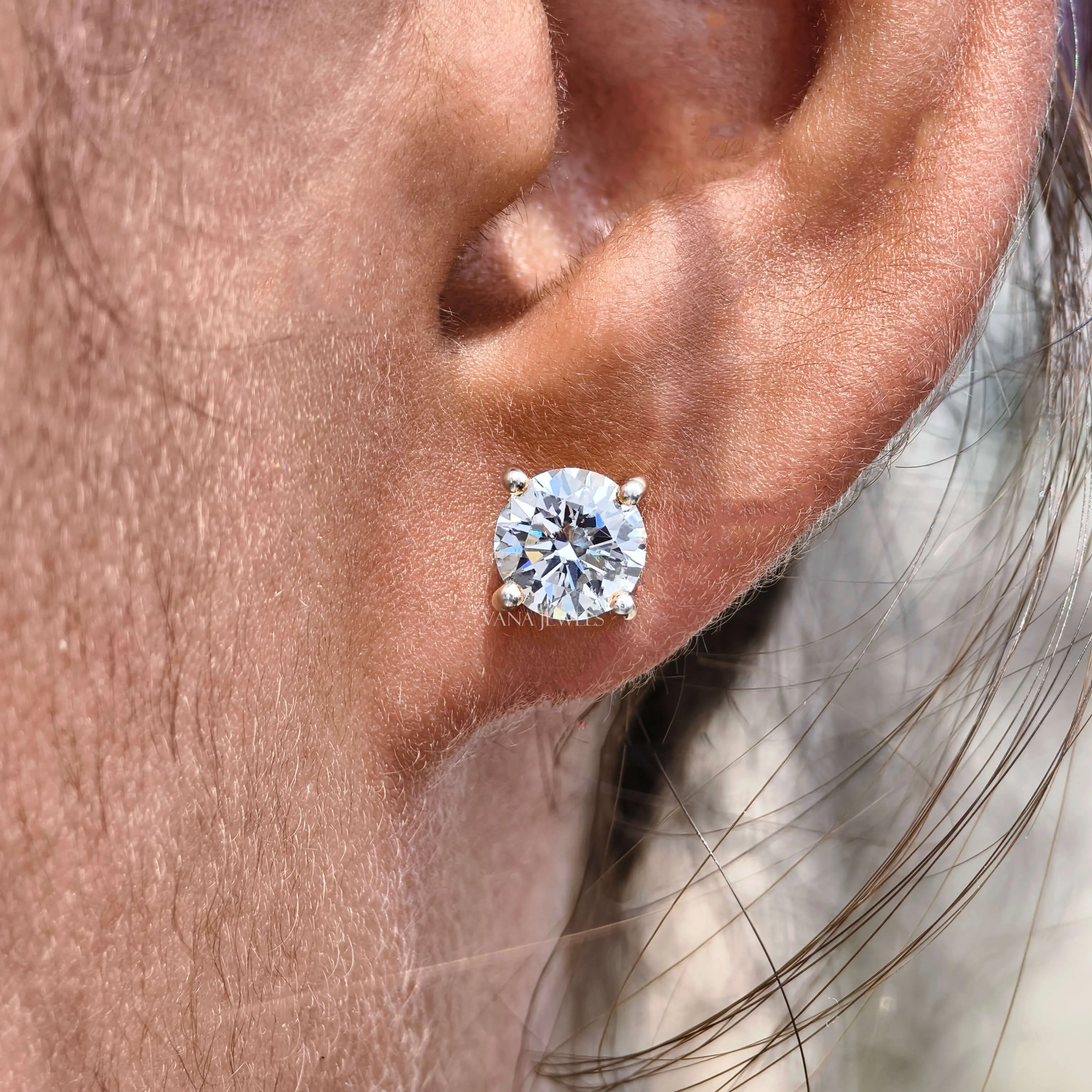 2.00 TCW Round Moissanite Stud Earrings - Screw Back Earrings