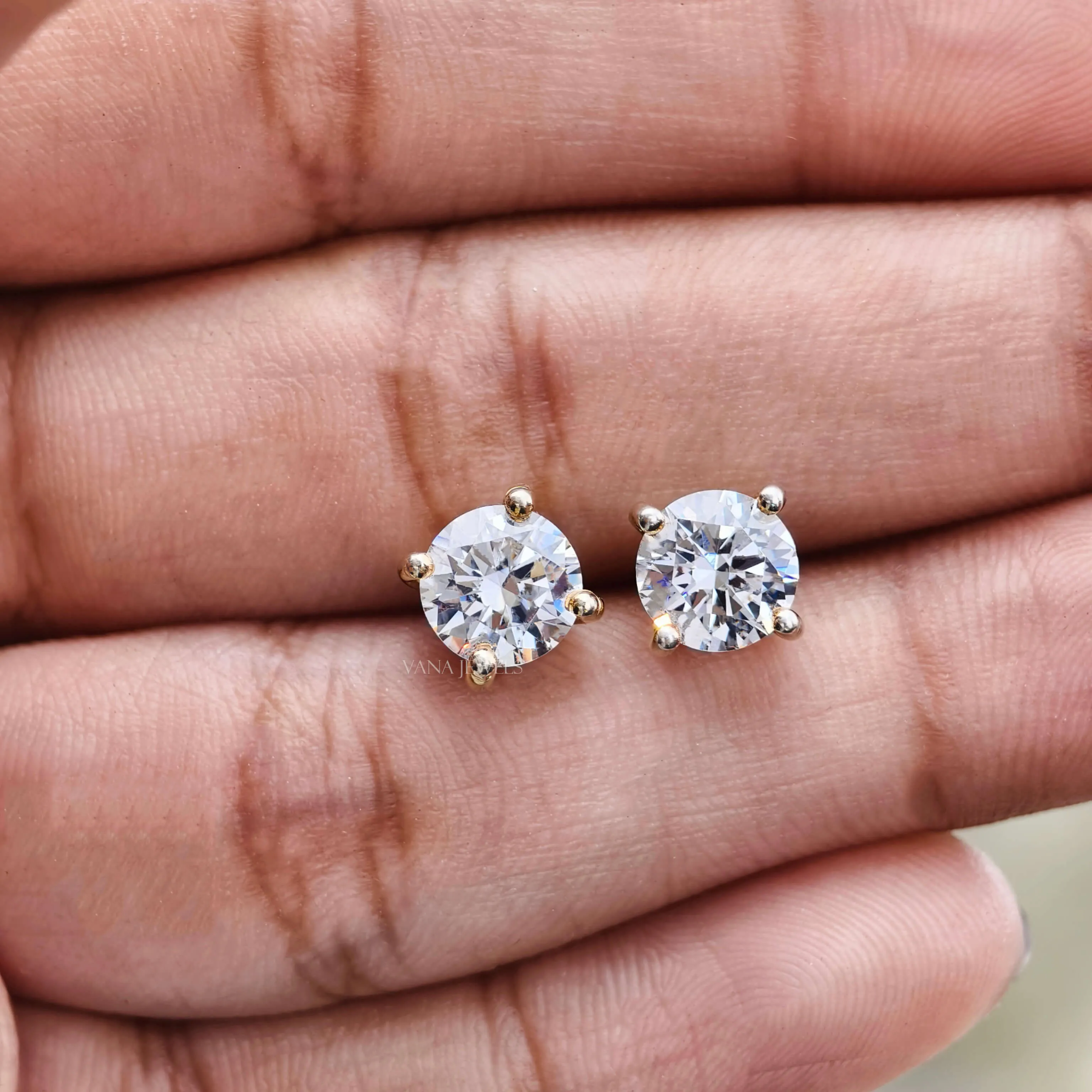 2.00 TCW Round Moissanite Stud Earrings - Screw Back Earrings
