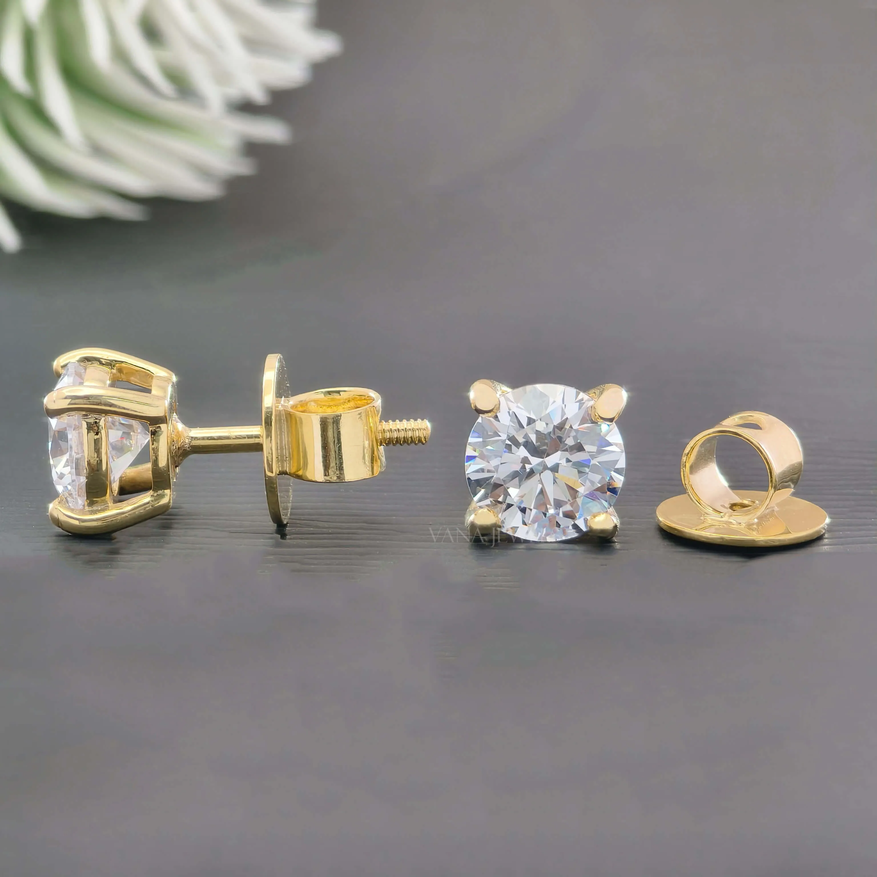2.00 TCW Round Moissanite Stud Earrings - Screw Back Earrings