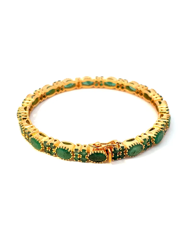 22 Kt Gold Emarald Bangles - Set of 2