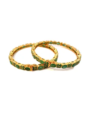 22 Kt Gold Emarald Bangles - Set of 2