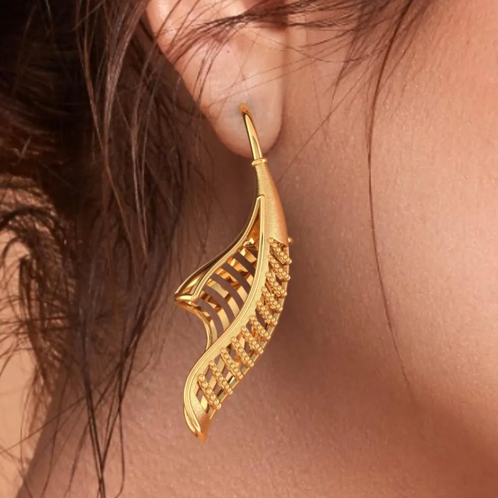 22k Gold Earrings With A Twisted Conical Shape