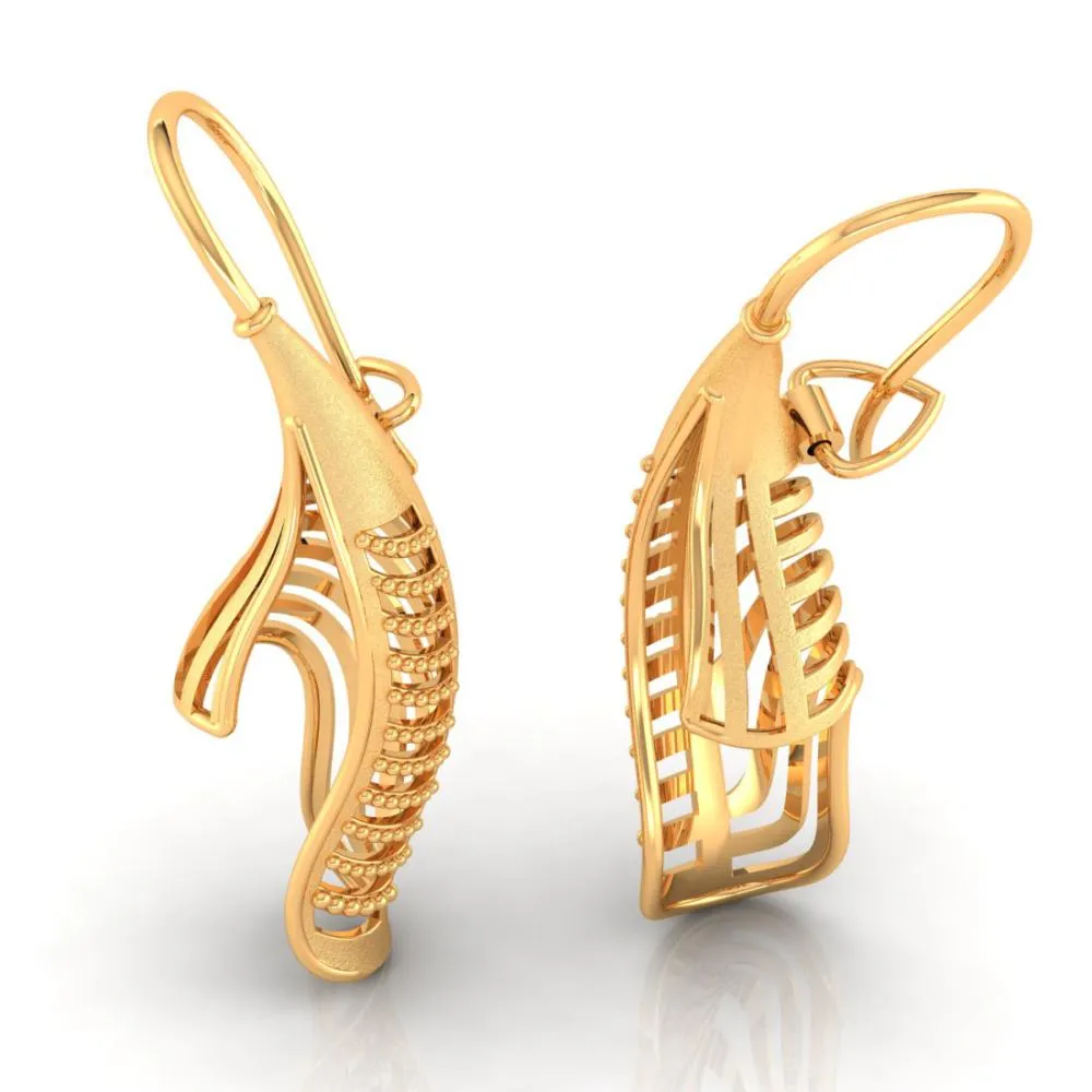 22k Gold Earrings With A Twisted Conical Shape
