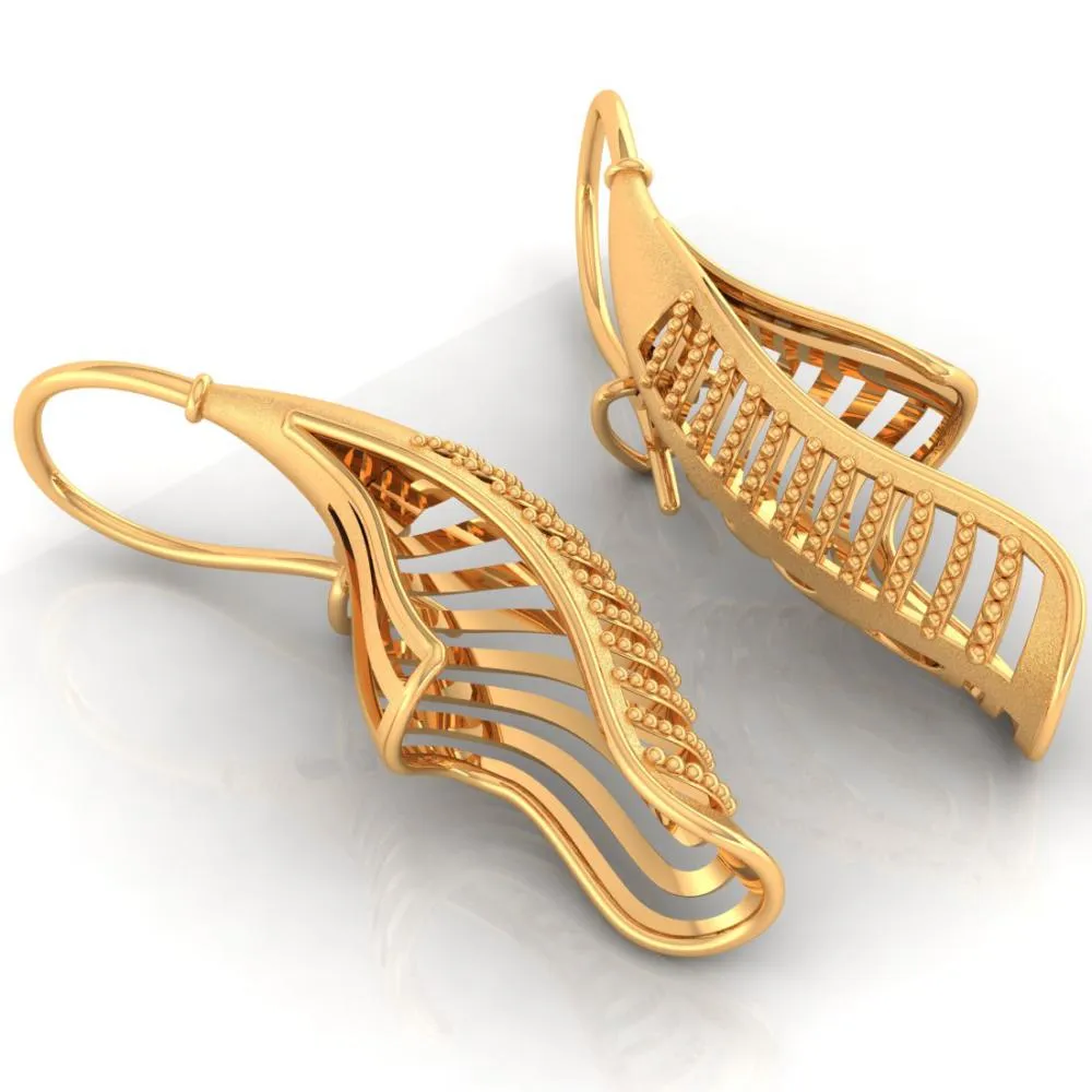 22k Gold Earrings With A Twisted Conical Shape