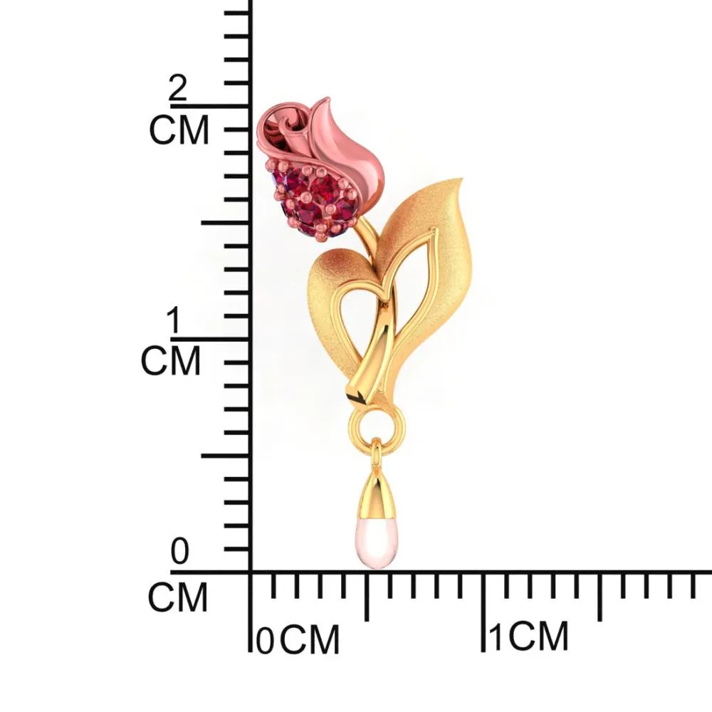 22k Gold Earrings With A Yellow Flower Design