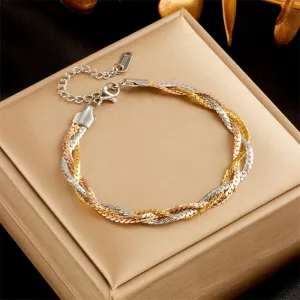 316L Stainless Steel 3-Color Crossover Bracelet For Women